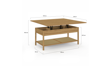 Table basse relevable dépliante Erin cannage