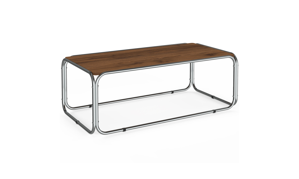 Table basse Rosalina effet noyer et métal chromé