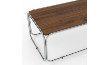 Table basse Rosalina effet noyer et métal chromé
