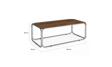 Table basse Rosalina effet noyer et métal chromé