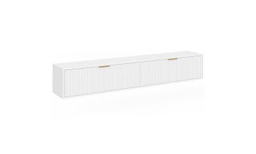 Meuble TV suspendu Arlo effet lattes blanc 180cm