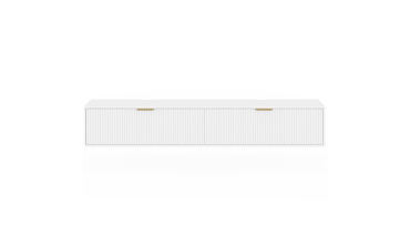 Meuble TV suspendu Arlo effet lattes blanc 180cm