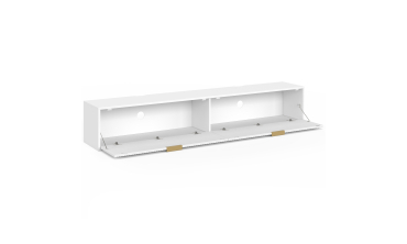 Meuble TV suspendu Arlo effet lattes blanc 180cm