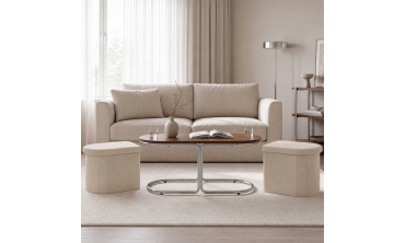Table basse Wanda 2 assises chrome et noyer