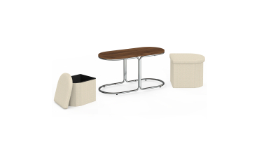 Table basse Wanda 2 assises chrome et noyer