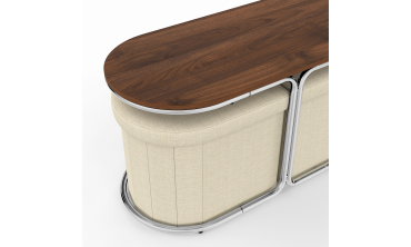 Table basse Wanda 2 assises chrome et noyer