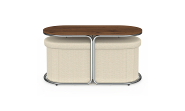 Table basse Wanda 2 assises chrome et noyer
