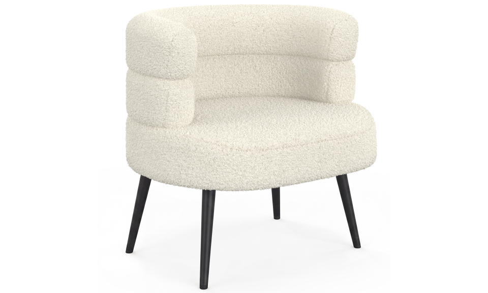 Fauteuil Janice bouclette beige pieds métal