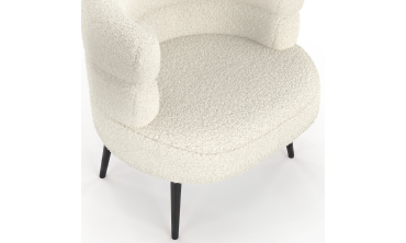 Fauteuil Janice bouclette beige pieds métal