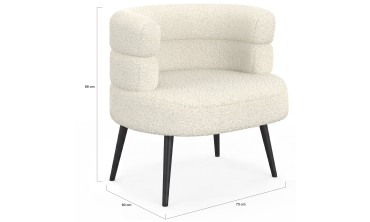 Fauteuil Janice bouclette beige pieds métal