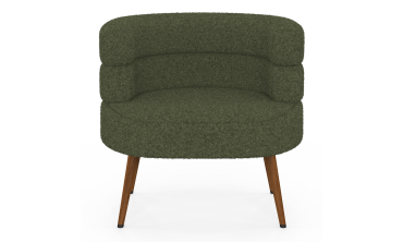 Fauteuil Janice bouclette verte pieds effet noyer