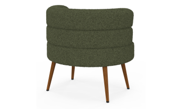 Fauteuil Janice bouclette verte pieds effet noyer