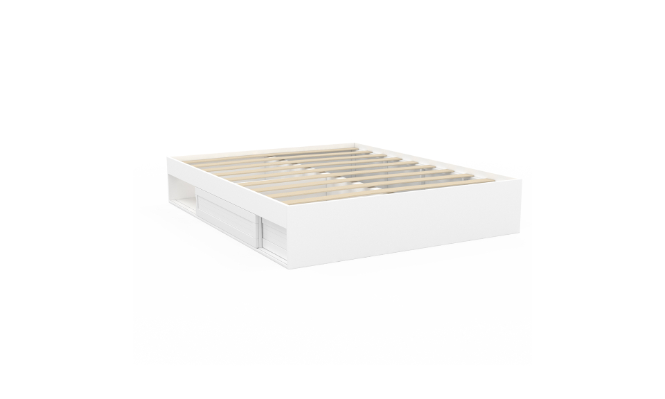 Cadre de lit Orem 160x200cm blanc tiroir coulissant