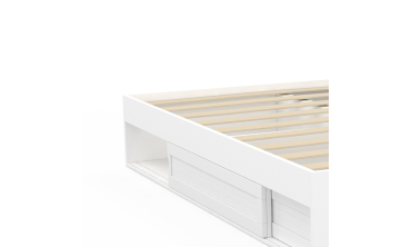 Cadre de lit Orem 160x200cm blanc tiroir coulissant