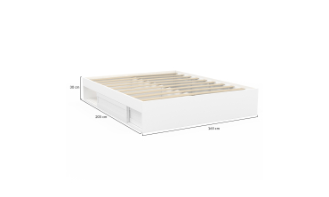 Cadre de lit Orem 160x200cm blanc tiroir coulissant