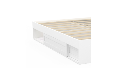Cadre de lit Orem 140x190cm blanc tiroir coulissant