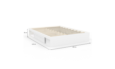 Cadre de lit Orem 140x190cm blanc tiroir coulissant