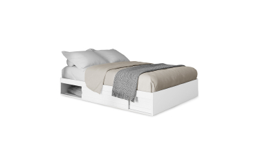 Cadre de lit Orem 140x190cm blanc tiroir coulissant