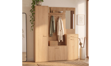 Vestiaire d'entrée Faustine XXL avec placards et miroir