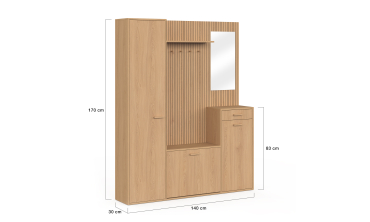 Vestiaire d'entrée Faustine XXL avec placards et miroir