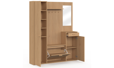 Vestiaire d'entrée Faustine XXL avec placards et miroir