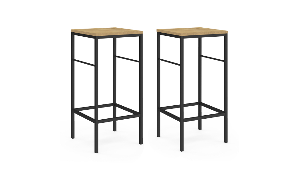 Tabourets de bar Memphis bois pieds métal - lot de 2