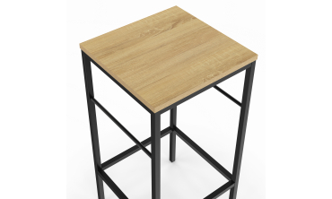 Tabourets de bar Memphis bois pieds métal - lot de 2
