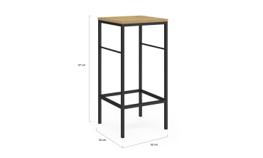 Tabourets de bar Memphis bois pieds métal - lot de 2