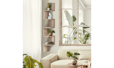 Etagère murale d'angle effet hêtre 120cm
