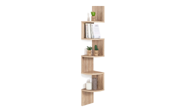 Etagère murale d'angle effet hêtre 120cm