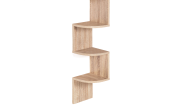 Etagère murale d'angle effet hêtre 120cm