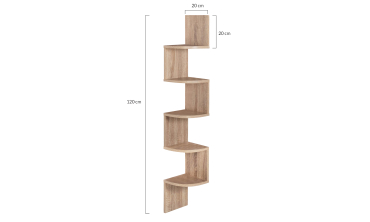 Etagère murale d'angle effet hêtre 120cm