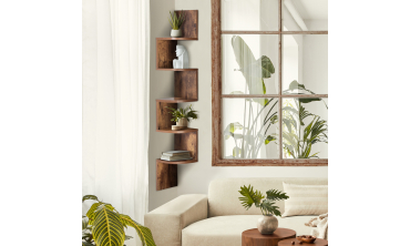 Etagère murale d'angle effet bois vieilli 120cm