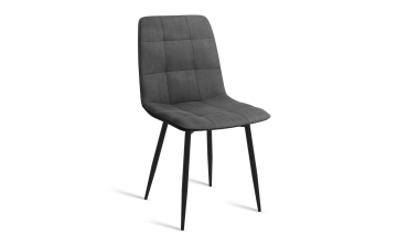 Chaises Linda velours gris foncé pieds métal noirs - lot de 6