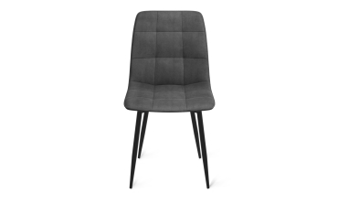Chaises Linda velours gris foncé pieds métal noirs - lot de 6