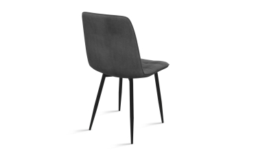 Chaises Linda velours gris foncé pieds métal noirs - lot de 6