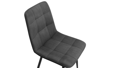 Chaises Linda velours gris foncé pieds métal noirs - lot de 6