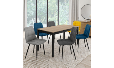 Chaises Linda velours mix couleurs (bleu