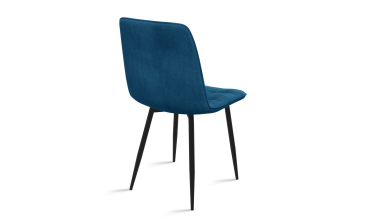 Chaises Linda velours mix couleurs (bleu, gris et jaune) pieds métal noirs - lot de 6