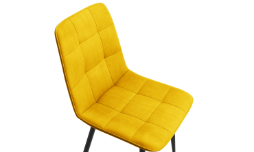 Chaises Linda velours mix couleurs (bleu, gris et jaune) pieds métal noirs - lot de 6