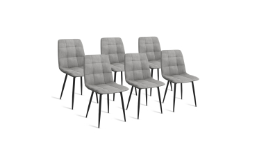 Chaises Linda velours gris clair pieds noirs - lot de 6
