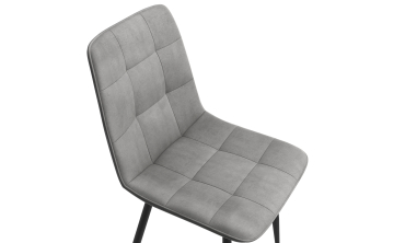 Chaises Linda velours gris clair pieds noirs - lot de 6
