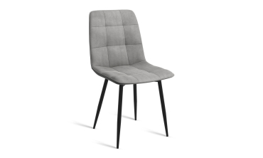 Chaises Linda velours gris clair pieds noirs - lot de 6