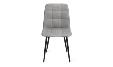 Chaises Linda velours gris clair pieds noirs - lot de 6