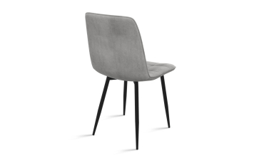 Chaises Linda velours gris clair pieds noirs - lot de 6