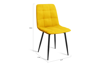 Chaises Linda en velours mix de couleurs et pieds métal noirs (vert, gris clair, gris foncé et jaune) - lot de 6