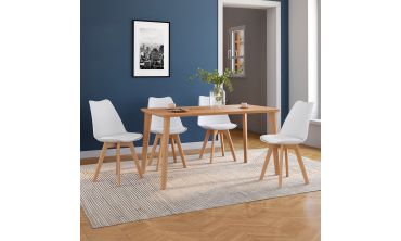 Chaises Nordia blanche pieds bois - lot de 4