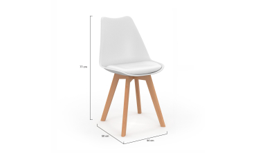 Chaises Nordia blanche pieds bois - lot de 4