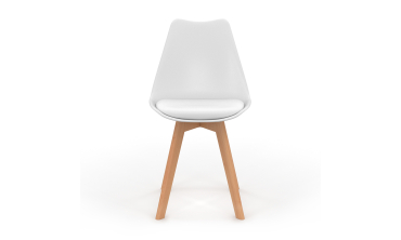Chaises Nordia blanche pieds bois - lot de 4