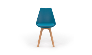 Chaises Nordia bleu canard pieds bois - lot de 2